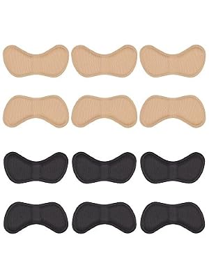 Mudder 6 Paires Autocollants à Talons Plaquettes à Talon Coussinets à Talons Chaussures pour Ajustement et Confort Améliorés, Noirs et Beiges