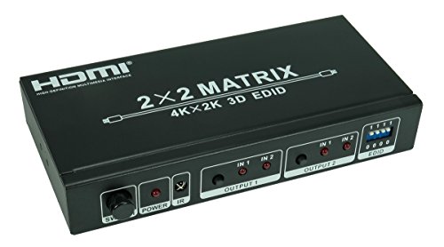 SunshineTronic 4K UHD HDMI Splitter Verteiler 2x2 Matrix Umschalter EDID 3D 2IN 2OUT HDMI 1.4a mit Fernbedienung