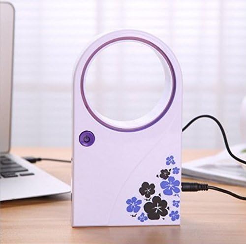 QHDZ Desktop Mini Portable Bladeless Fan No Leaf Air Conditioner with USB Cable