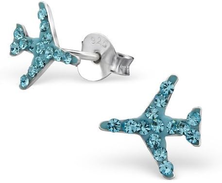Aeroplane Earrings in 925 Stamped Sterling Silver, Lovely Gift Box and Pouch Included