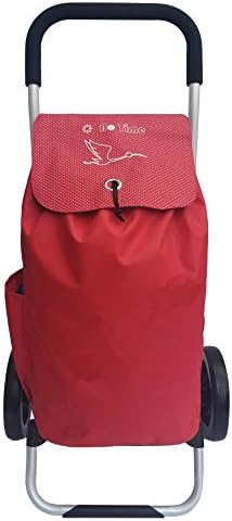 Shopping trolley Bo Time - Large handle large wheels large capacity 52L - 100% aluminum chassis - Bag polyester 600D (red)