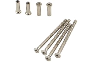 VINLIN 4 Piece Universal M4 Screw Connecting Bolts & Sleeves for Door Handle Roses and ESCUTCHEONS Nickel Color