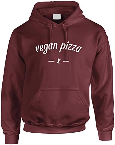 Q Tees Vegan Pizza, Men's Hoodie Hooded Top - Burgundy, M