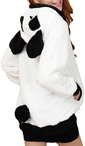 DSNOW Womens Soft Teddy Fleece Hooded Jumper Zip Up Hoody Jacket Coat Outerwear White