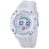 Montre Concept Damen/Kinder Digital-Armbanduhr Mingrui – Armband aus Kunststoff, weiß – Zifferblatt rund, grau