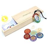 Yunoun 7 Engraved Chakra Symbols Stones, Chakra Crystal Set, Healing Crystal, Healing - 7 Chakra Set