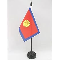 Drapeau De Table Vendée 15x10cm - AZ FLAG - Armoiries Vendéennes, Socle Plastique Noir