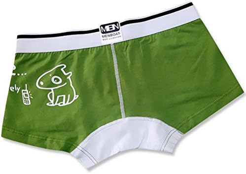 4 PCS Men Boxer Shorts Personality Cotton Cartoon Underwear Comfortable Breathable U Convex Trunks , Green , xxxl