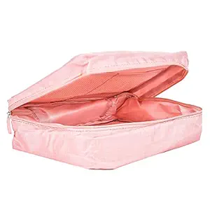 MINISO Travel Organizer Bag Clothes Toiletry Small Accessories Storage Bag Zipper Luggage,Pink