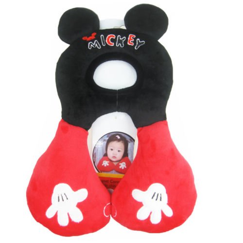Mr.Caller Baby Child U-shaped Head Neck Support Headrest Travel Car Seat Pillow Cushion 1-4 Year (Black/Red)