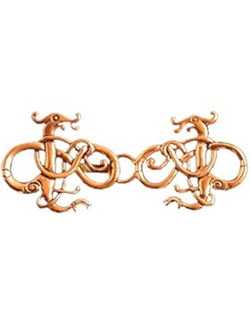 Wikinger Gewandschließe Zwei Drachen aus Bronze Mystische Brosche Wikinger Gewandschmuck Fibel LARP