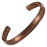 Stargems® Pure Copper Magnetic Bracelet Bangle 6 Magnets High Strength Cuff Wrist Band For Women Ladies Or Mens + Velvet Gift Pouch! (copper, 17.5)