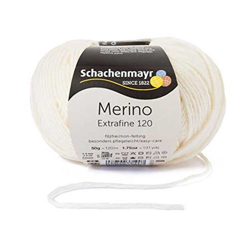 Schachenmayr 9807552-00102 Merino extrafein 120 Natur Handstrickgarn, Wolle