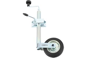 MECA24 Roue Jockey - Tube acier 35mm - Jante métal - Bride de fixation acier diam. 35mm - compatible tous types de remorques