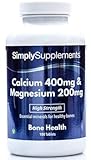 Calcium and Magesium Tablets for Healthy Bones & Teeth | Optimal 2:1 Ratio for Maximum Impact | 2 x 180 Tablet Tubs Each with 400mg of Calcium & 200mg of Magnesium