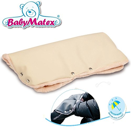 BabyMatex ** Eco-Leather BEIGE ** Handwarmer for Baby Pushchair / Pram / Stroller Hand Warmer Muff
