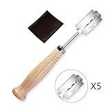 Lunji Lame Boulanger Poignée Bois Couteau a Pain pour Pain Baguette Pâte Bretzel (Noir)