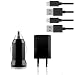 Produktbild iprotect 4 in 1 KFZ Set in Schwarz mit 2X Micro USB 2.0 Datenkabel u Netzteil u KFZ Adapter Autoladegerät für LG Magna, Leon, Joy, Spirit, LG G Flex 2