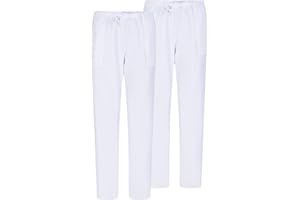 MISEMIYA - Pack 2 PCS - Pantaloni Unisex Vita Elastica Uniforme di Lavoro Clinica Ospedale