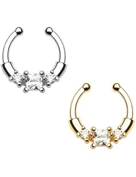 KULTPIERCING - Nasenpiercing Septum Clicker Fake Novel Kristall