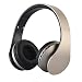 Produktbild Bluetooth Headphone Kopfhörer, PUGO TOP Sport Ohrhörer Wireless Earphone Over Ear Drahtlos Headset über Ohr-Kopfhörer mit Lederohrpolster FM Radio, TF-Karten, MP3-Player, Mikrofon, 3,5 mm Anschlusskabel Gold