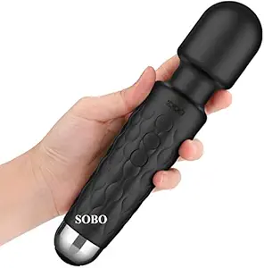 SOBO J77 Black Handheld Silicon Wireless Personal Body Massager With More Than 25 Vibration Mode | Wand Massager for Woman and Men | Bendable Neck | Quiet & Powerful Motor | Wireless Portable Vibrator & Waterproof Design