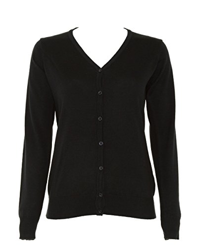 Kustom Kit Ladies V-Neck Cardigan Colour=Black Size=14