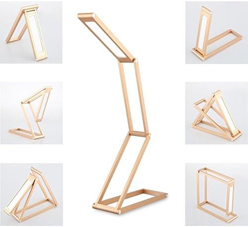 DREAM LAMP LED Child Folding Desk Lamp Touch Control Dimmable Portable Bedside Table Light with Calendar/ Alarm Clock/ Temperature/Week Creative Function, Home,Office,Living Room, Study,Baby Room,Camping , Gold