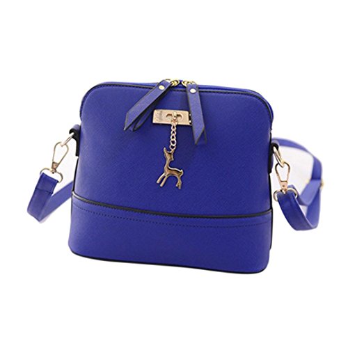 Loveso-Taschen Damen elegante Neuer Frauen-Kurier-Beutel-Weinlese -Kleine Shell-Leder-Handtasche Umhängetasche_Blau