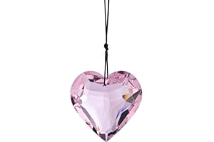 CCUUHJ Reflective Heart Crystals Suncatcher Hanging Sun Catcher with Chain Pendant Ornament for Window Home Garden Party Wedding Decoration (Pink)