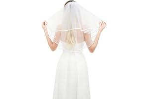 SUNHUITOY Bridal Veil White Wedding Veils Women's Short Wedding Veil Tulle with Comb for Brides Shower Bachelorette Hen Party Halloween Costume Girls First Communion
