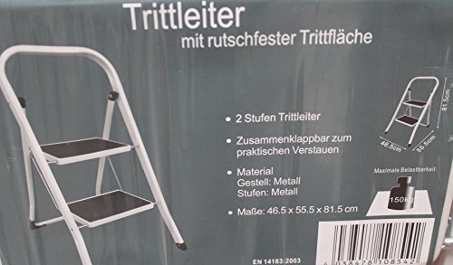 ito WR2065 2-Stufen Klapptritt schwarz weiß mit rutschfester Oberfläche & Sicherheits-Stecker aus Stahl in weiß WR2029 - 2