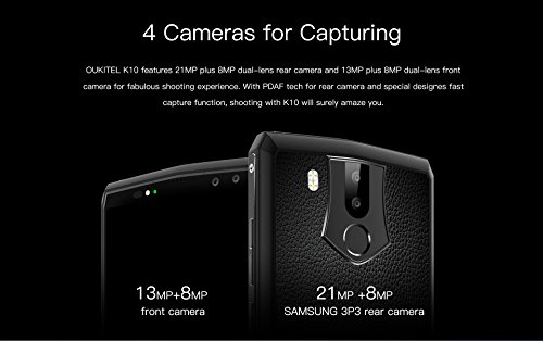 OUKITEL K10 - 6,0 Zoll FHD + (18: 9 alle Bildschirm) Android 4G Smartphone, 11000mAh Akku & 5V / 5A Schnellladung, Octa Core 2.0GHz 6GB + 64GB, Quad-Kamera, Gesichtserkennung - Schwarz
