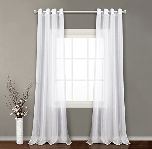 PimPan Tex Cortina translucida con 8 ollao (2 unidades X 140x260) para salón, habitación y dormitorio.Cortina Traslucida. Modelo Clara (Blanco)