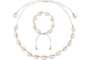GLITZFAS Naszyjnik damski Natural Shell Choker, bransoletka, zestaw biżuterii w stylu boho