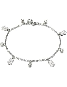 Edelstahl Damen-Fußkette Fußkettchen mit Eulen Charms