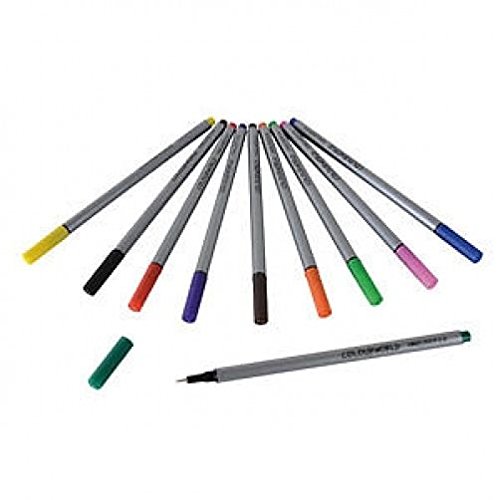 smcoColourworld 0.4mm Fineliners - Pack of 10 - Slim Precision Colour Fineliner Pens