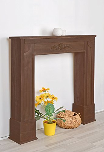 Deko Kamin Attrappe aus Holz Kaminkonsole Kaminumrandung Landhausstil in Braun - 2