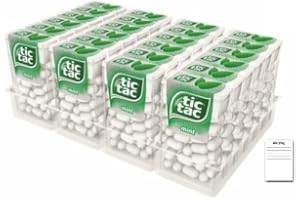 Tic Tac Mint drażetki, 24 sztuki x 18g, orzeźwiające cukierki miętowe zapewniające świeży oddech, małe drażetki kieszonkowe + blok Shipsy