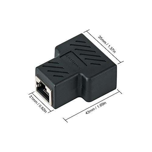 RJ45 Koppler, MACTIS 2 Stück Cat7 Cat6 Cat5 Cat5e RJ45 8P8C Netzwerk Keystone Jack Inline Koppler Female auf 2 Female LAN Netzwerk Ethernet Splitter Connector (Schwarz) - 7
