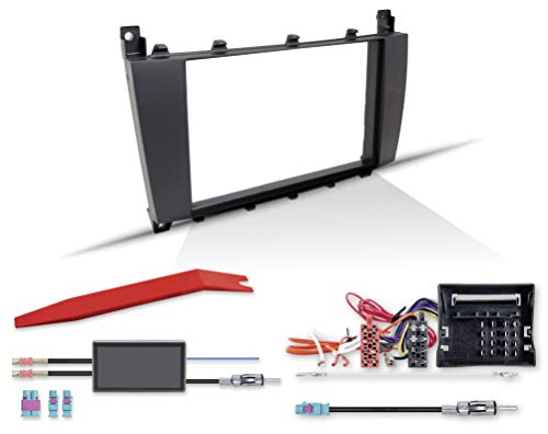 Kit di montaggio per Mercedes Benz Classe C (W203 S203 CL203) con mascherina radio 2 Din, adattatore radio, adattatore antenna.