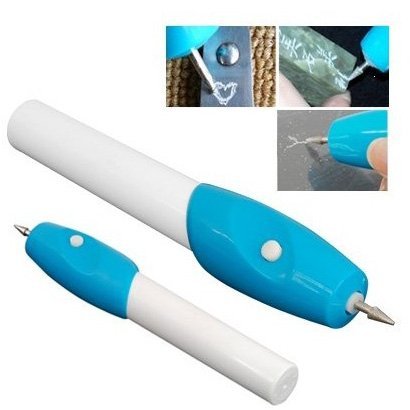 niceeshop(TM) DIY&Tools Pen Form Elektrische Graviermaschine Gravieren Handwerkzeug(Weiß und Blau,16.5cm)