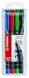 Rotulador Marcador permanente STABILO OHPen - Estuche con 4 colores - Punta superfina