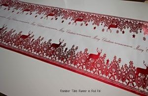 Christmas FOIL Reindeer Table Runner-RED- 38 cm X 3 MTS