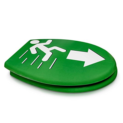 Premium WC Sitz mit Absenkautomatik – „Exit Here“ Design – Toilettendeckel aus Duroplast inkl. Montagesatz – VENKON - 8