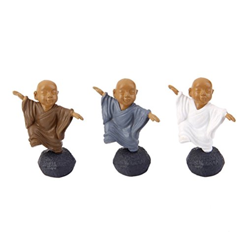 OUNONA Gartenfigur Gartenornament Auto Dekoration mit 12pcs PVC Meditation Mönche - 4