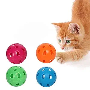 Jainsons Pet Products Colorful Ball Toys with Small Bell for Cat and Kittens Pack of (Multicolour) 4