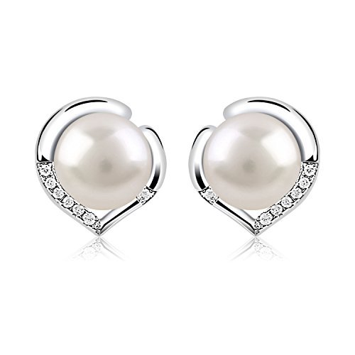 B.Catcher Pendientes Perlas Mujer Plata de Ley 925 ''El Lenguaje del corazón'' con Para Regalo Originales