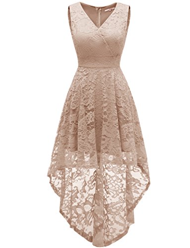 Dressystar Womens Sleeveless Hi Lo Lace Bridesmaid Dress Cocktail Party
