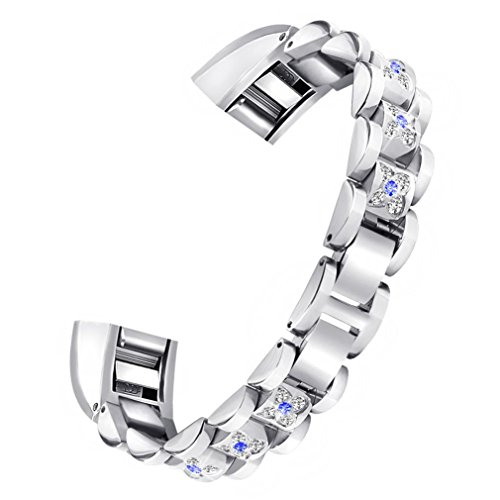 Preisvergleich Produktbild Xinxinyu Uhrenarmband, Ersatz klein Uhrenarmbänder } { Metall Band-Armband } { Kristall Trageschlaufe }Für Fitbit Alta HR / Alta (Silber)